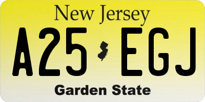 NJ license plate A25EGJ