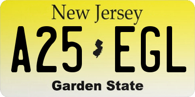 NJ license plate A25EGL