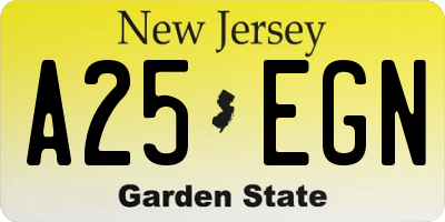 NJ license plate A25EGN