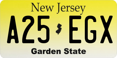 NJ license plate A25EGX