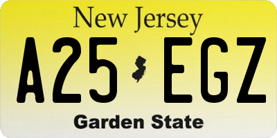NJ license plate A25EGZ