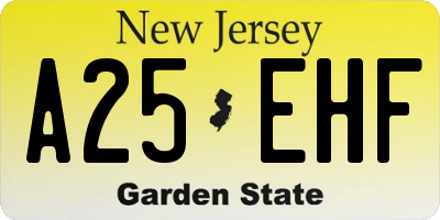 NJ license plate A25EHF