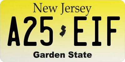 NJ license plate A25EIF