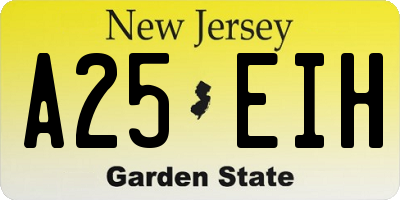 NJ license plate A25EIH