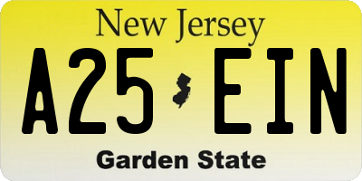 NJ license plate A25EIN