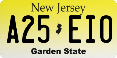 NJ license plate A25EIO