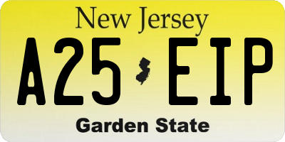 NJ license plate A25EIP