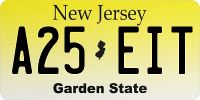 NJ license plate A25EIT