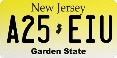 NJ license plate A25EIU
