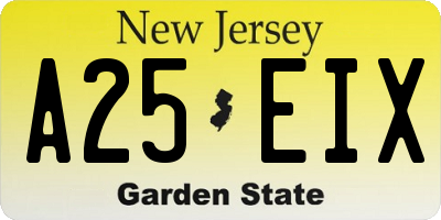 NJ license plate A25EIX
