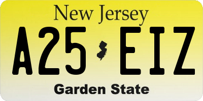 NJ license plate A25EIZ
