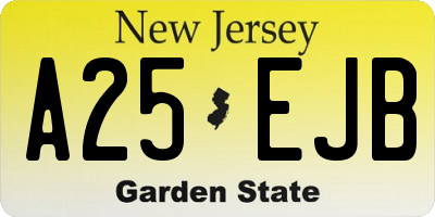 NJ license plate A25EJB