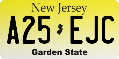 NJ license plate A25EJC