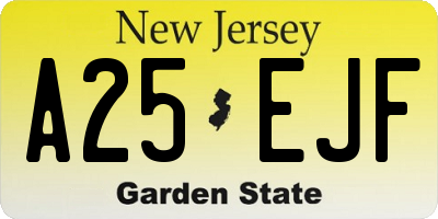 NJ license plate A25EJF
