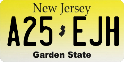 NJ license plate A25EJH