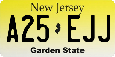 NJ license plate A25EJJ