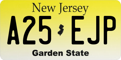 NJ license plate A25EJP