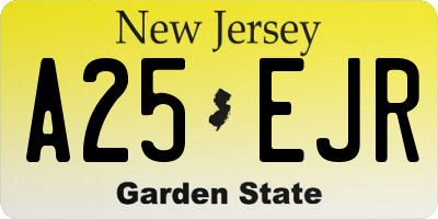 NJ license plate A25EJR
