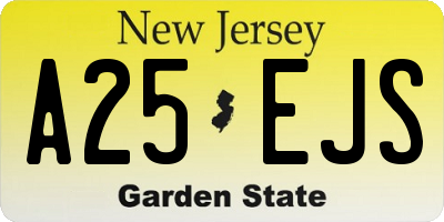 NJ license plate A25EJS