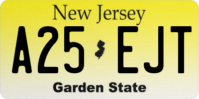 NJ license plate A25EJT