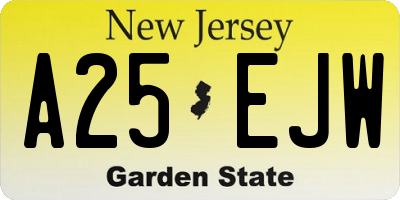NJ license plate A25EJW
