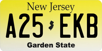 NJ license plate A25EKB