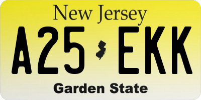 NJ license plate A25EKK