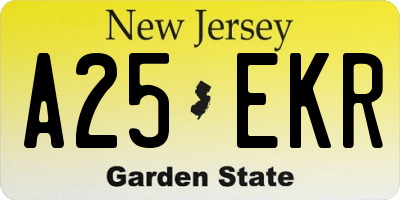 NJ license plate A25EKR