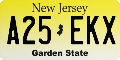 NJ license plate A25EKX