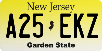 NJ license plate A25EKZ