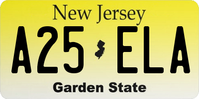 NJ license plate A25ELA