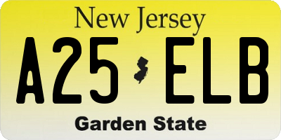 NJ license plate A25ELB