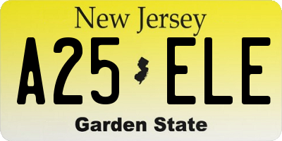 NJ license plate A25ELE
