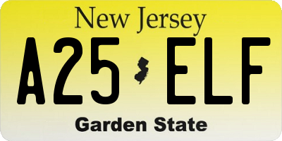 NJ license plate A25ELF