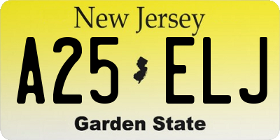 NJ license plate A25ELJ