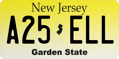 NJ license plate A25ELL