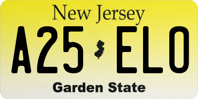 NJ license plate A25ELO