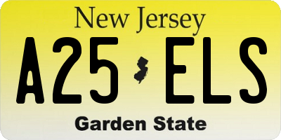 NJ license plate A25ELS