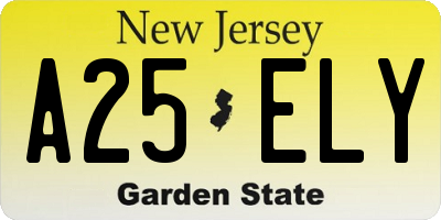 NJ license plate A25ELY