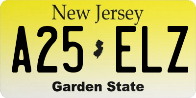 NJ license plate A25ELZ