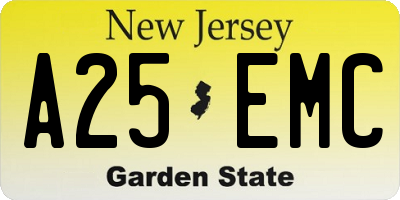 NJ license plate A25EMC