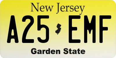 NJ license plate A25EMF