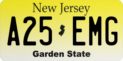 NJ license plate A25EMG