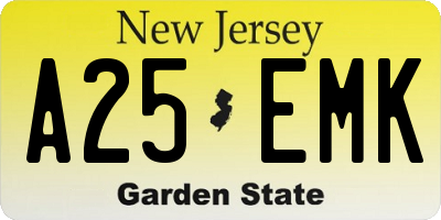 NJ license plate A25EMK