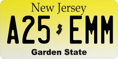 NJ license plate A25EMM