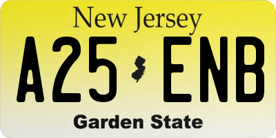 NJ license plate A25ENB