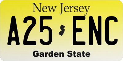 NJ license plate A25ENC