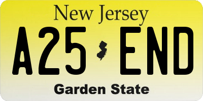 NJ license plate A25END