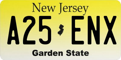 NJ license plate A25ENX