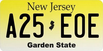NJ license plate A25EOE